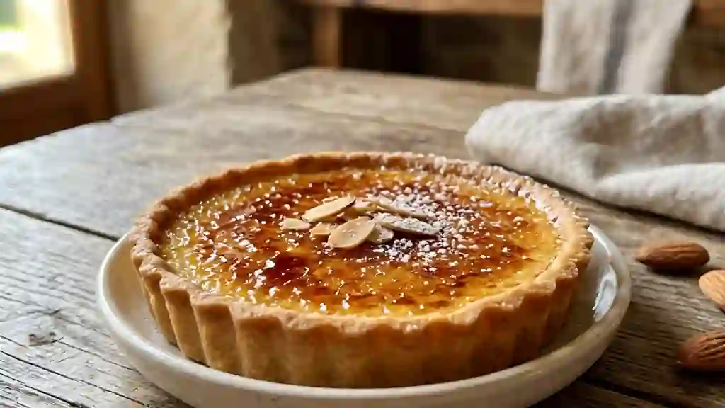 Tarte crème brûlée fondante à l'amande - Photo de présentation