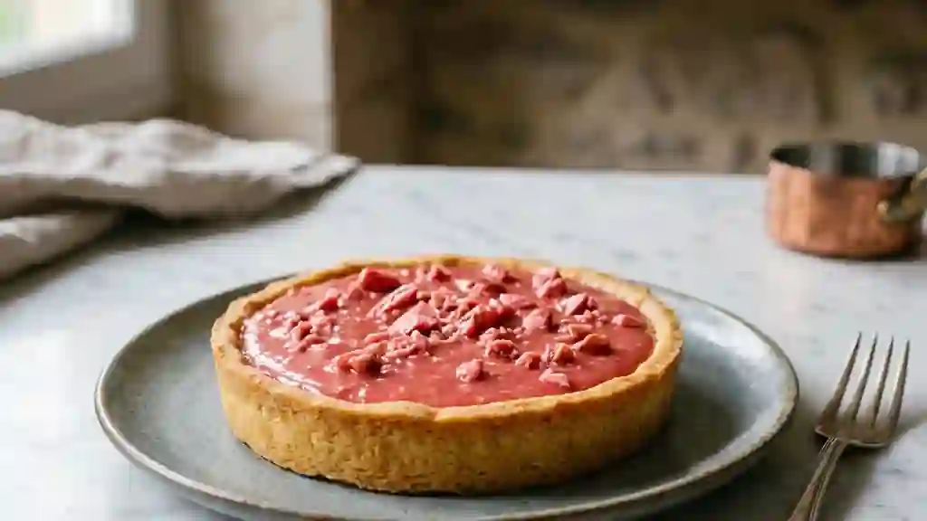 Tarte à la praline rose craquante et onctueuse - Photo de présentation