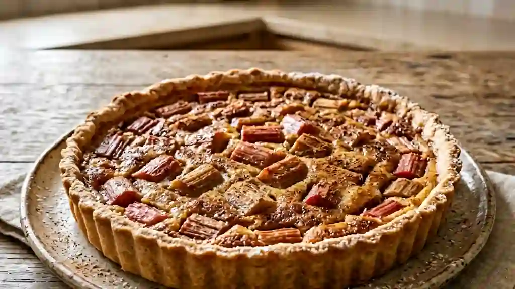 Tarte rhubarbe cannelle fondante et acidulée - Photo de présentation