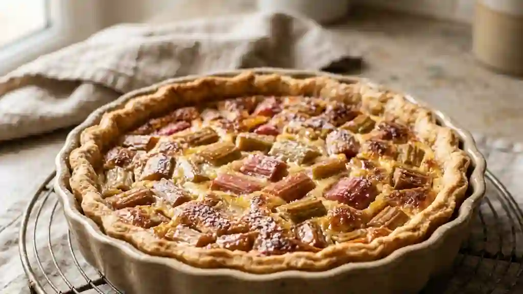 Tarte à la rhubarbe fondante et acidulée - Photo de présentation