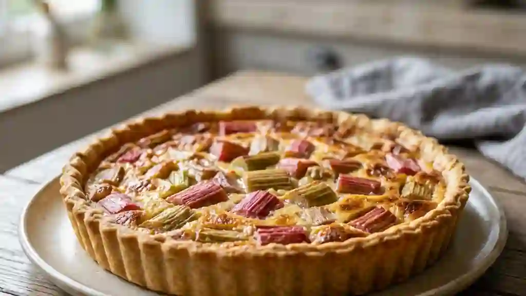 Tarte à la rhubarbe fondante et acidulée - Photo de présentation