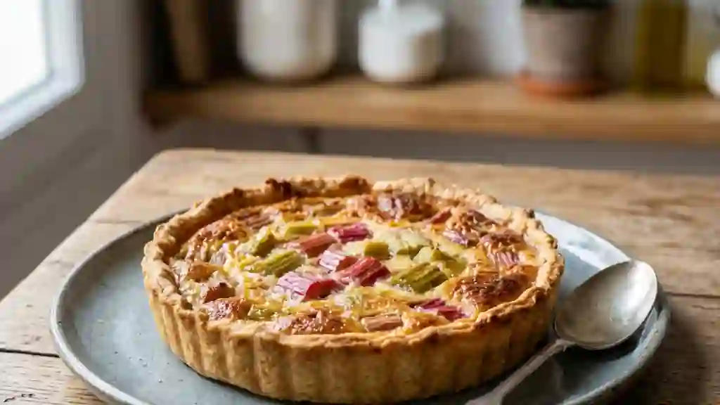 Tarte à la rhubarbe fondante et acidulée - Photo de présentation