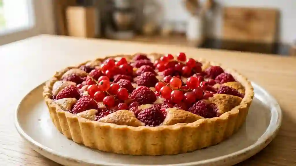 Tarte acidulée aux framboises et groseilles - Photo de présentation