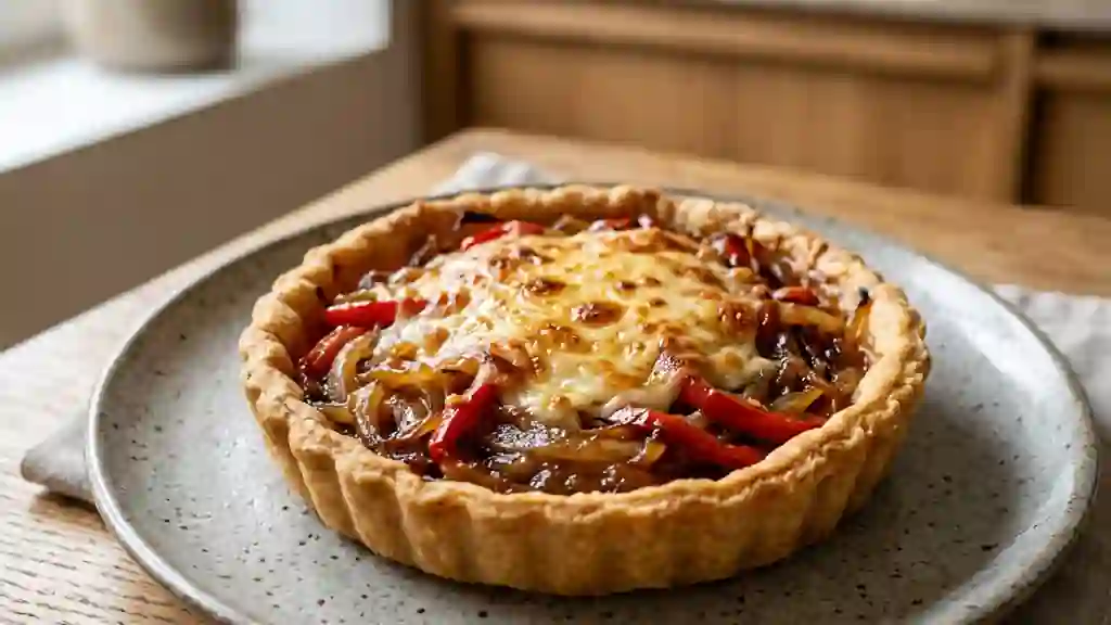 Tarte croustillante oignons poivrons aigre-doux - Photo de présentation