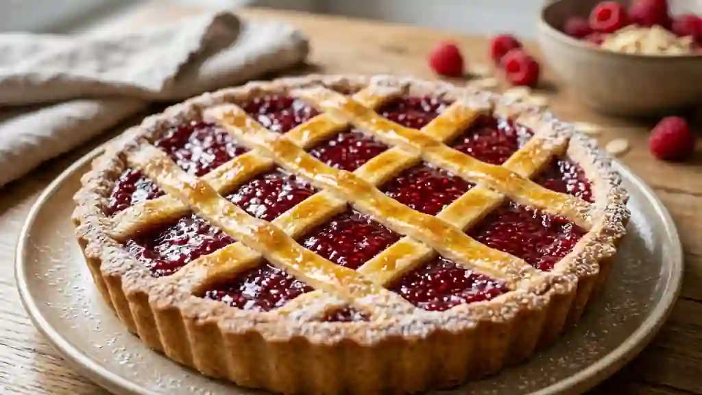 Tarte Linzer sablée à la framboise - Photo de présentation