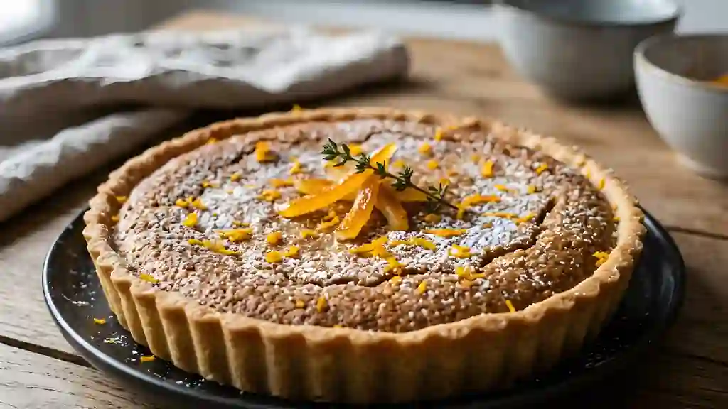 Tarte amande orange au crémeux - Photo de présentation