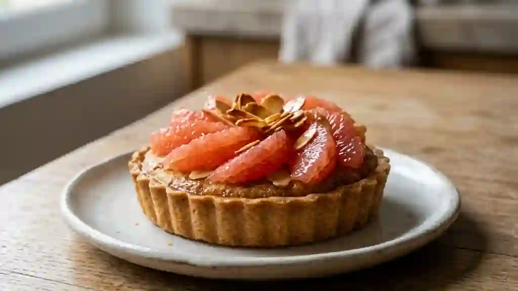 Tarte amandine au pamplemousse acidulée - Photo de présentation