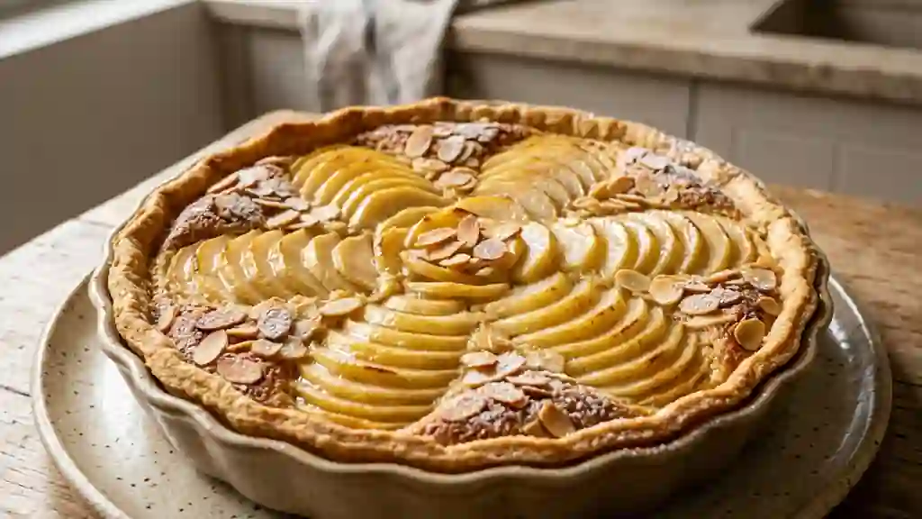 Tarte amandine poires et amandes grillées - Photo de présentation