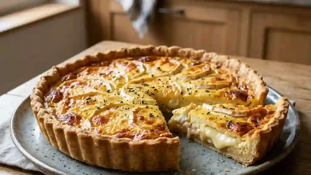 Tarte fondante au Chavignol et pointe de miel - Photo de présentation