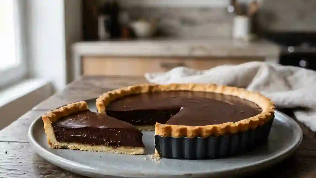 Tarte au chocolat noir fondante - Photo de présentation