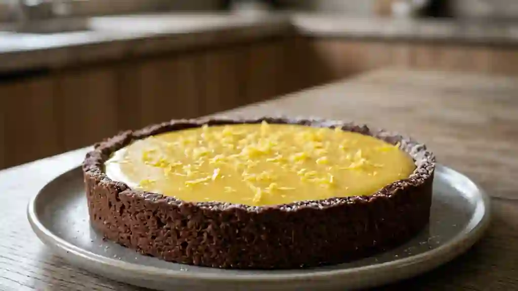 Tarte Citron Acidulée sur Sablé Chocolat Craquant - Photo de présentation