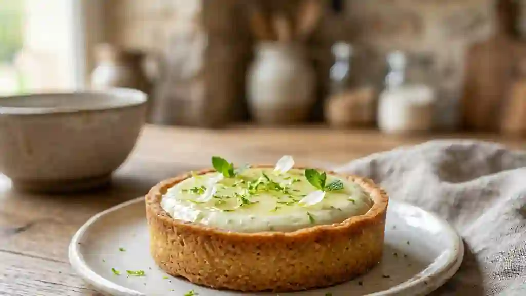 Tarte fondante au citron vert et fromage blanc - Photo de présentation