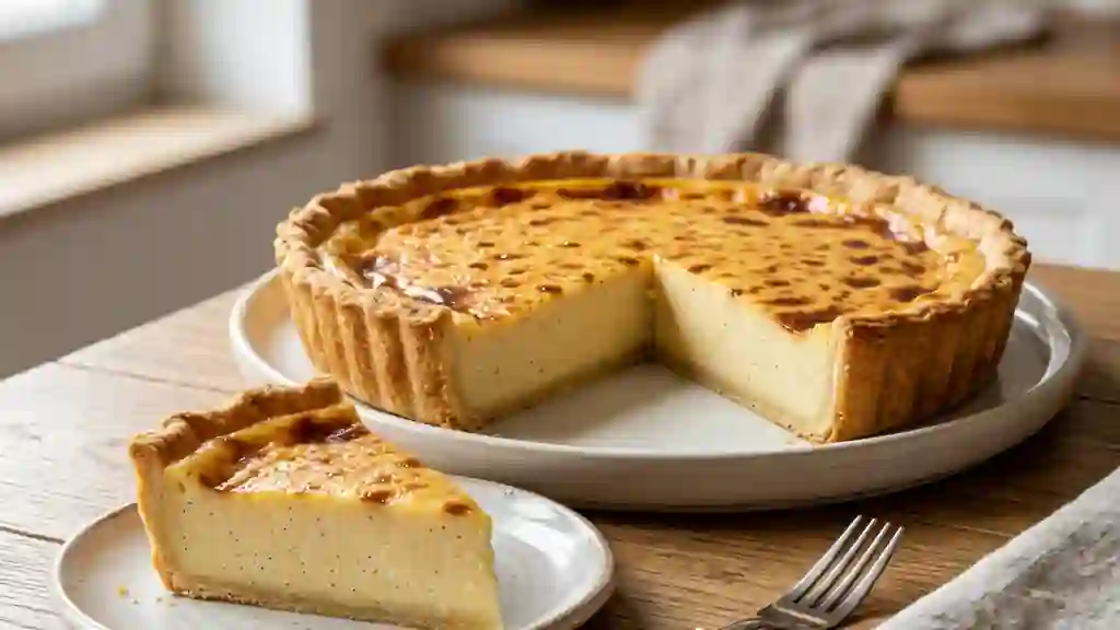 Tarte au flan onctueuse à la vanille - Photo de présentation