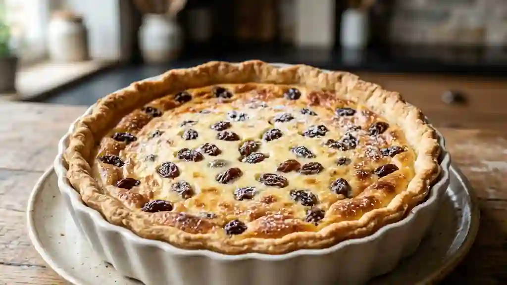 Tarte nuage au fromage blanc et raisins secs - Photo de présentation