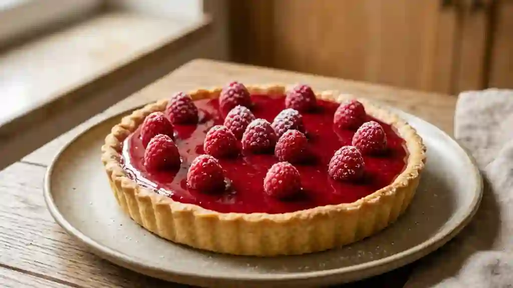 Tarte aérienne au fromage blanc et framboises - Photo de présentation
