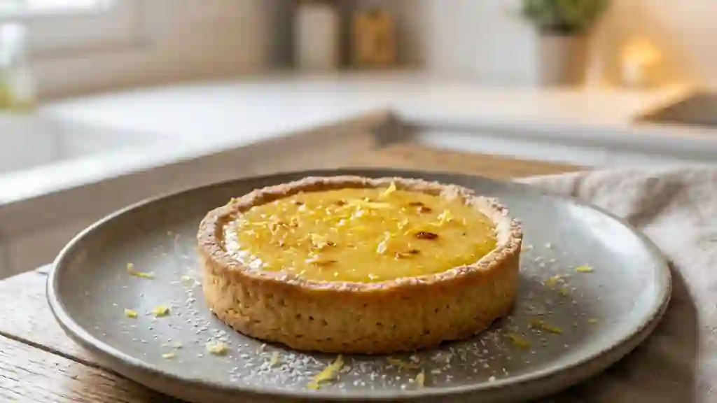 Tarte fondante au citron et gingembre frais - Photo de présentation