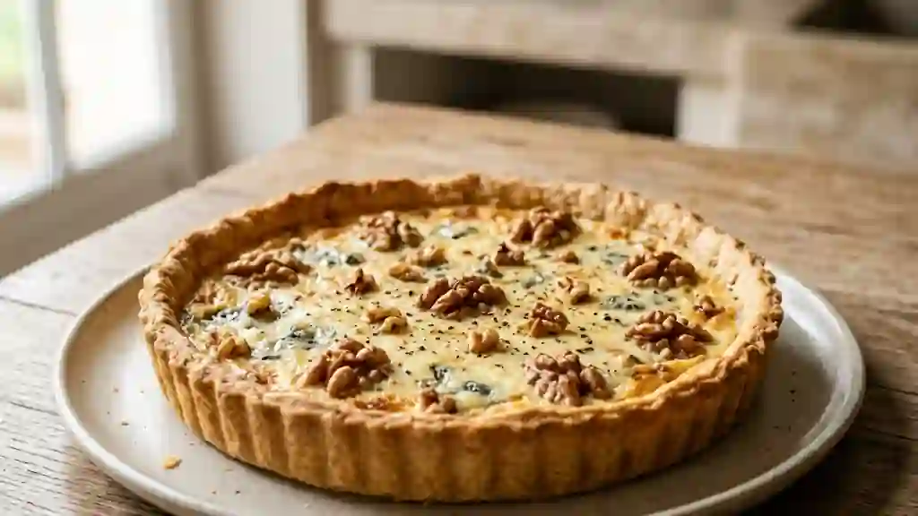 Tarte fondante au roquefort et éclats de noix - Photo de présentation