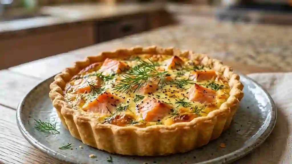 Tarte fondante saumon fumé et aneth - Photo de présentation