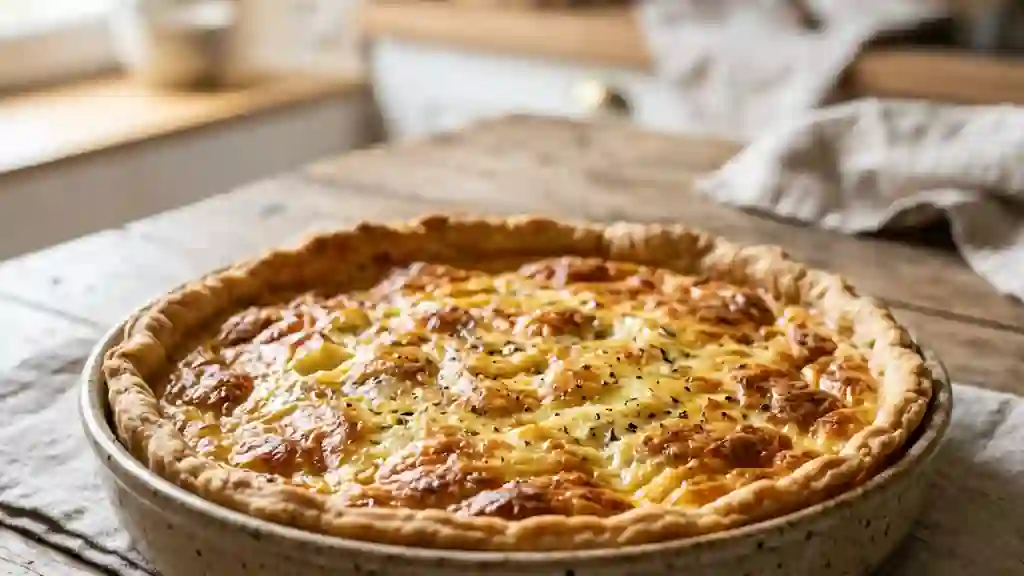 Tarte au stoffé crémeuse et dorée - Photo de présentation