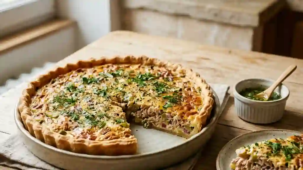Tarte au thon crémeuse et cornichons - Photo de présentation