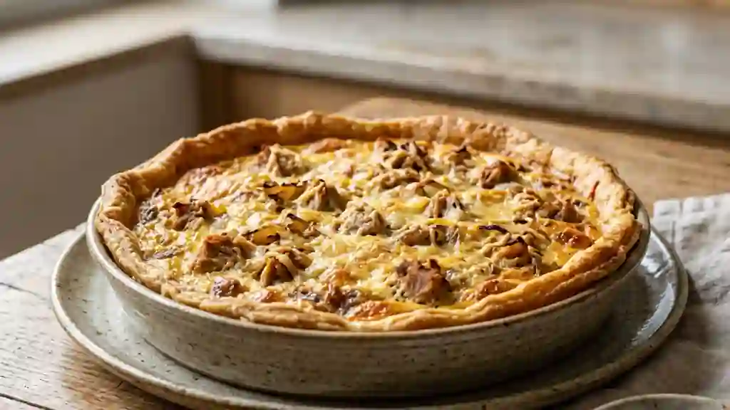 Tarte au thon crémeuse et oignons fondants - Photo de présentation