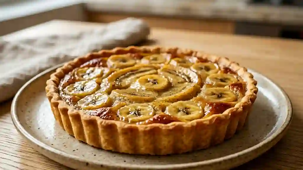 Tarte fondante banane, rhum et vanille - Photo de présentation