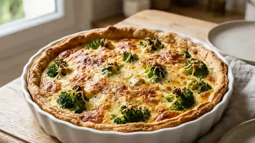 Tarte au brocoli fondante et fromage gratiné - Photo de présentation
