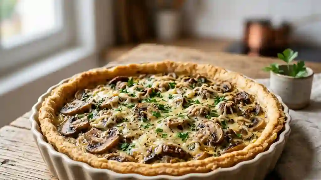 Tarte fondante aux champignons et persillade - Photo de présentation