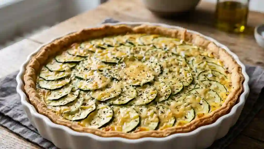 Tarte fondante aux courgettes et ail - Photo de présentation