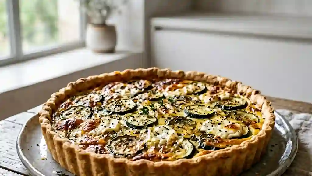 Tarte fondante courgettes et chèvre frais - Photo de présentation