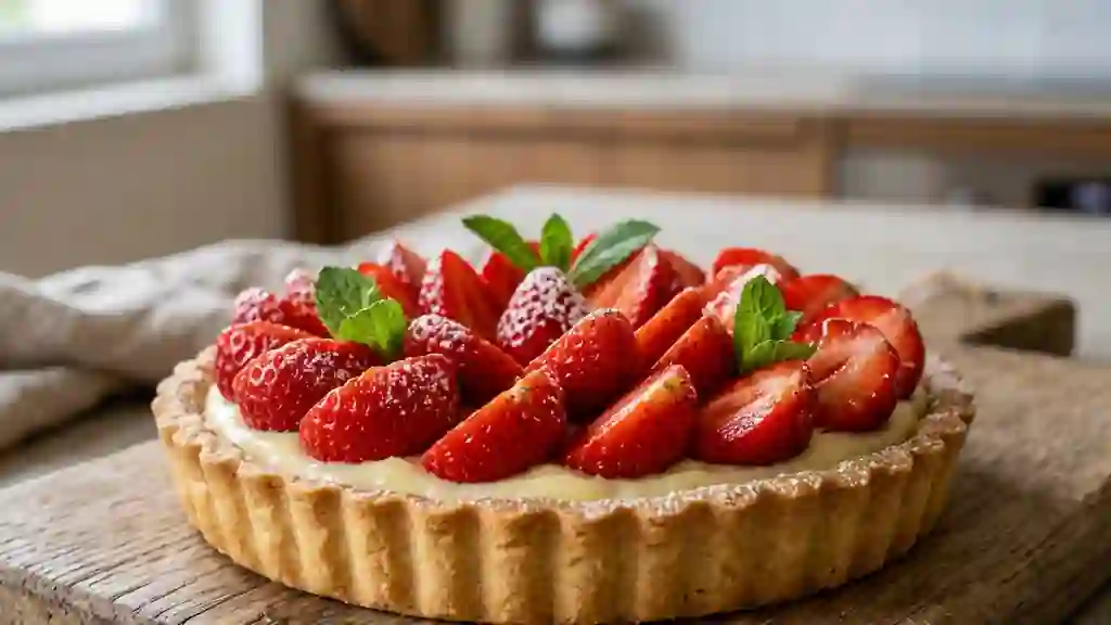 Tarte aux fraises fondante et sablée - Photo de présentation