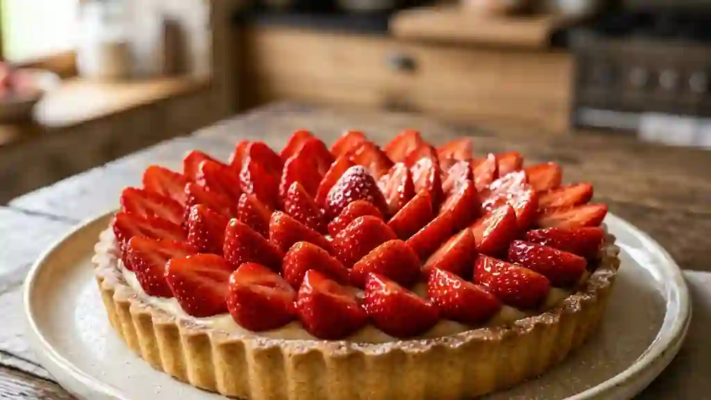 Tarte aux fraises fondante et croustillante - Photo de présentation
