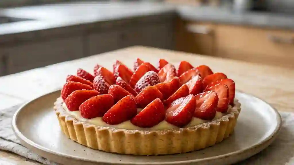 Tarte aux fraises fondante et croustillante - Photo de présentation