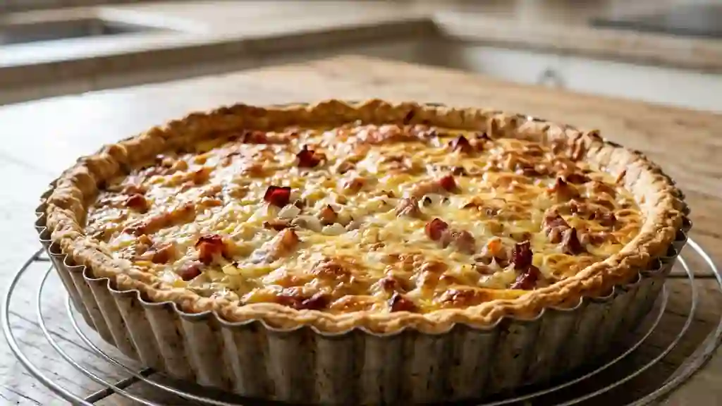 Tarte aux lardons fumés et crème onctueuse - Photo de présentation