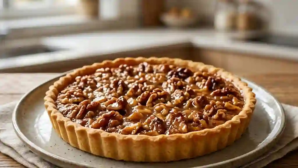 Tarte aux noix fondante et caramélisée - Photo de présentation