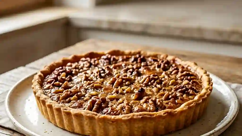 Tarte aux noix croquante au rhum ambré - Photo de présentation