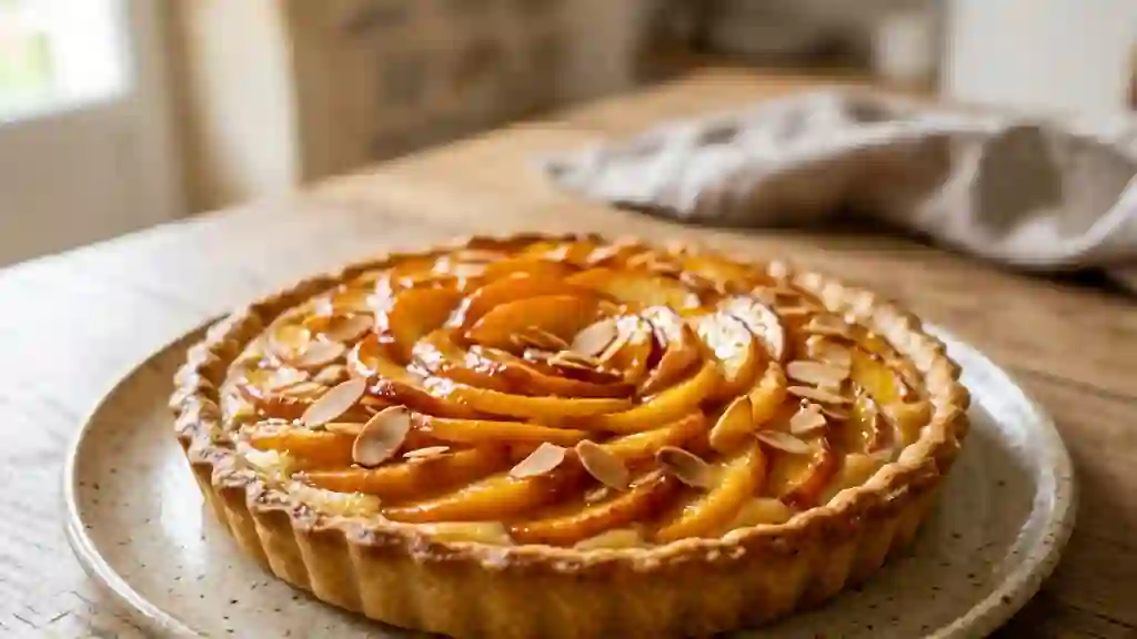 Tarte aux pêches fondante au fromage blanc - Photo de présentation