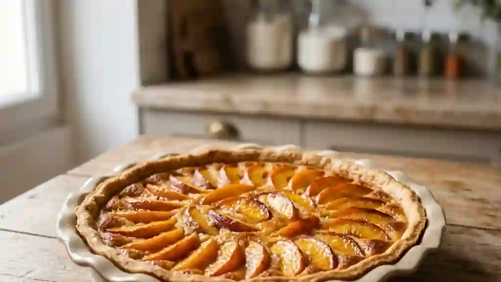Tarte aux pêches fondante et crème d'amande - Photo de présentation