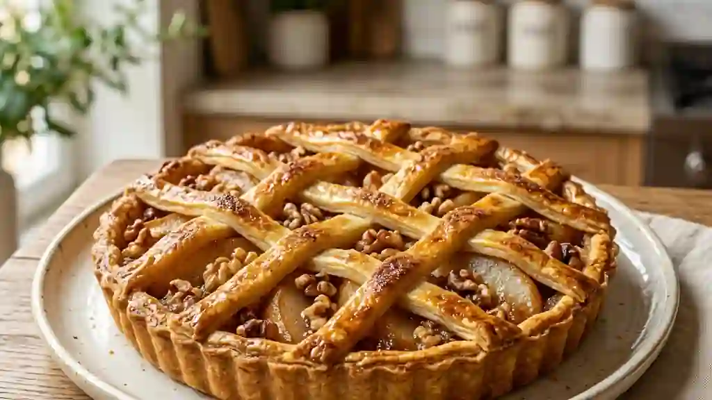 Tarte Croustillante Poire, Noix et Cannelle - Photo de présentation