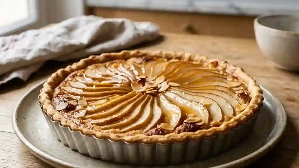 Pie croustillante poires et crème d'amande - Photo de présentation