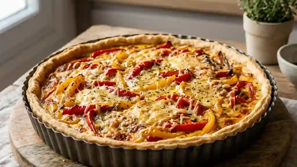Tarte fondante aux poivrons bicolores - Photo de présentation