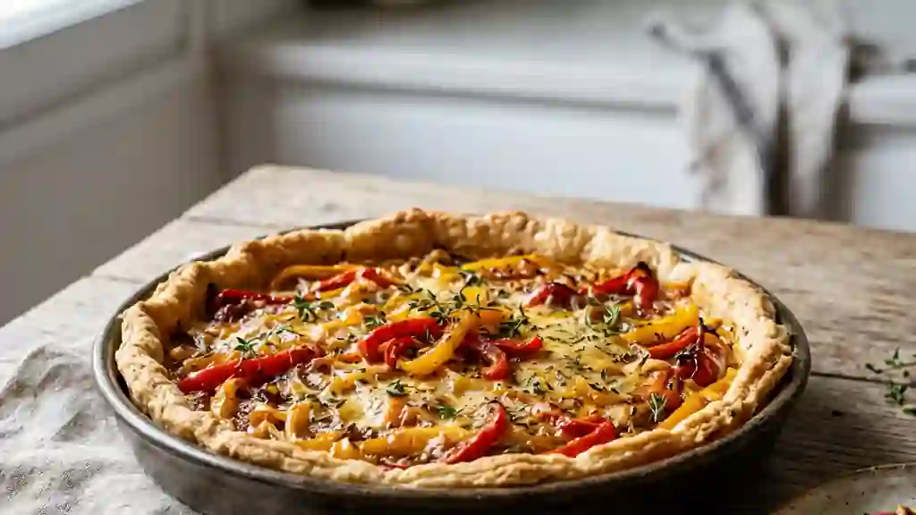 Tarte fondante aux poivrons confits - Photo de présentation