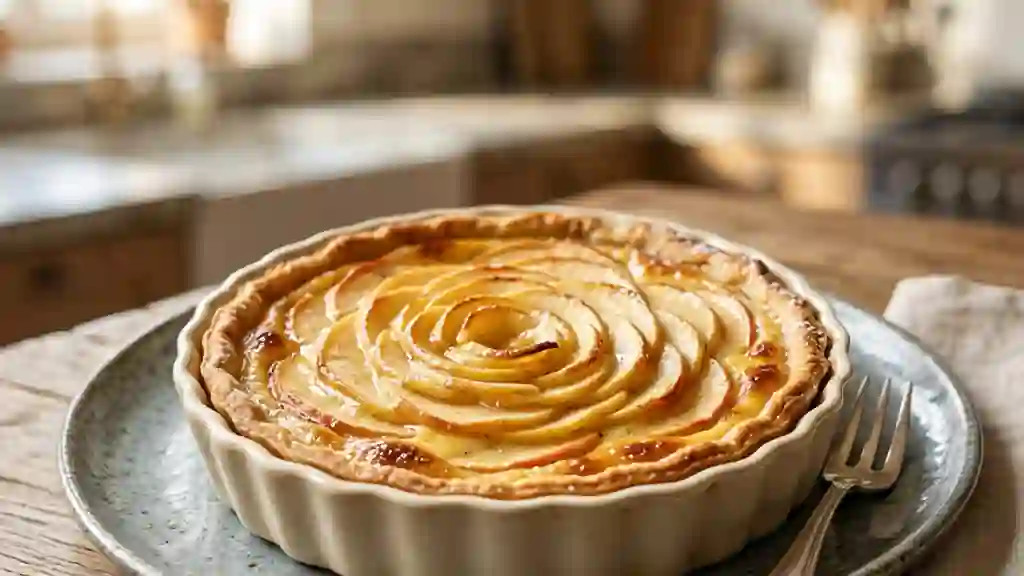 Tarte aux pommes crémeuse et vanillée - Photo de présentation