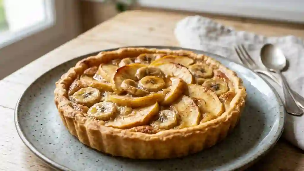 Tarte pomme banane fondante à la cannelle - Photo de présentation