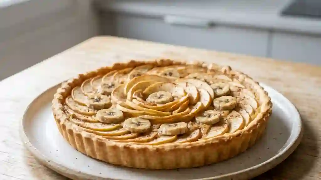 Tarte croustillante pommes bananes sans sucre - Photo de présentation
