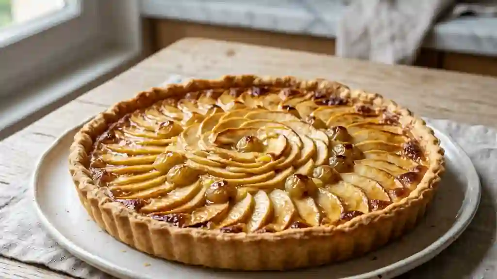 Tarte fondante aux pommes et raisins blancs - Photo de présentation