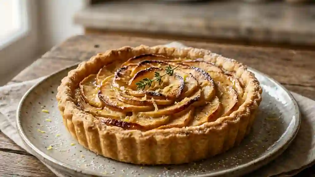 Tarte aux pommes fondante au gingembre frais - Photo de présentation