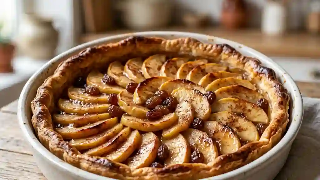 Tarte Croustillante Pommes, Raisins et Cannelle - Photo de présentation