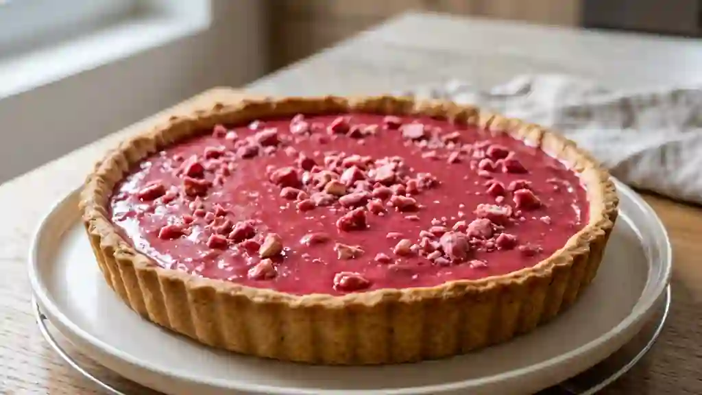 Tarte aux pralines roses fondante - Photo de présentation