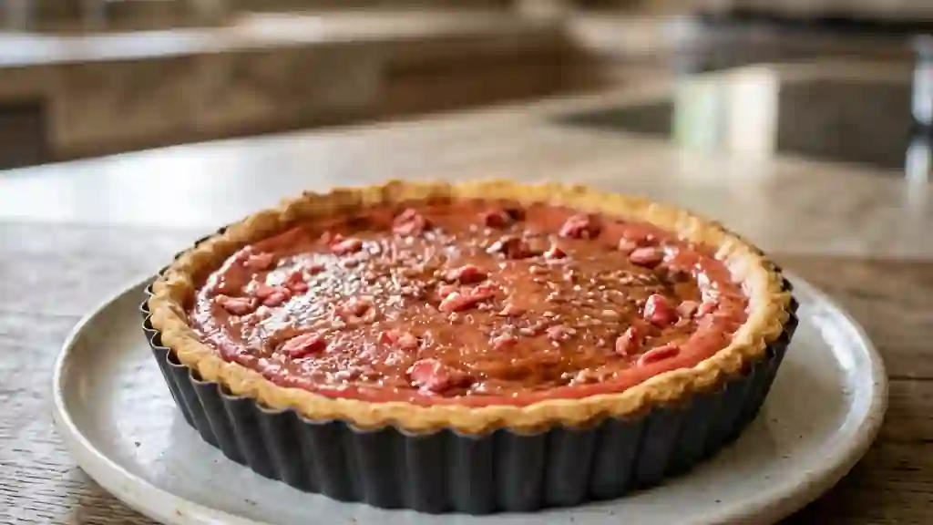 Tarte onctueuse aux pralines roses - Photo de présentation